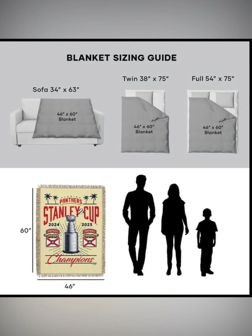 NHL Florida Panthers Stanley Cup Champions Throw Blanket with fringe